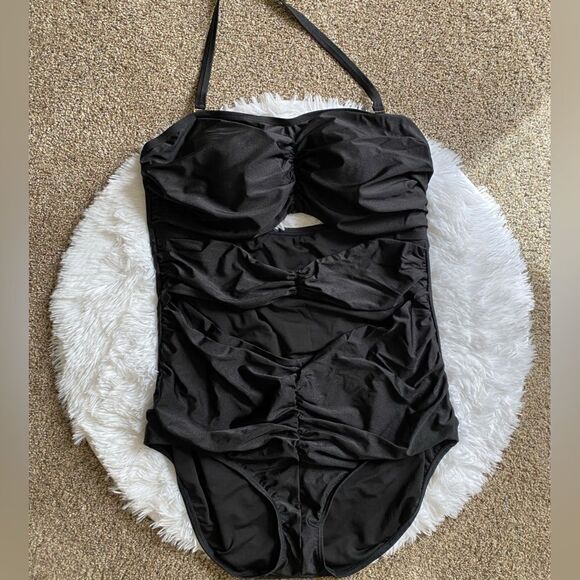 Sea by Monif C. One Piece Swimsuit Cutout Front Black New Womens Plus Size 24W - Picture 1 of 10